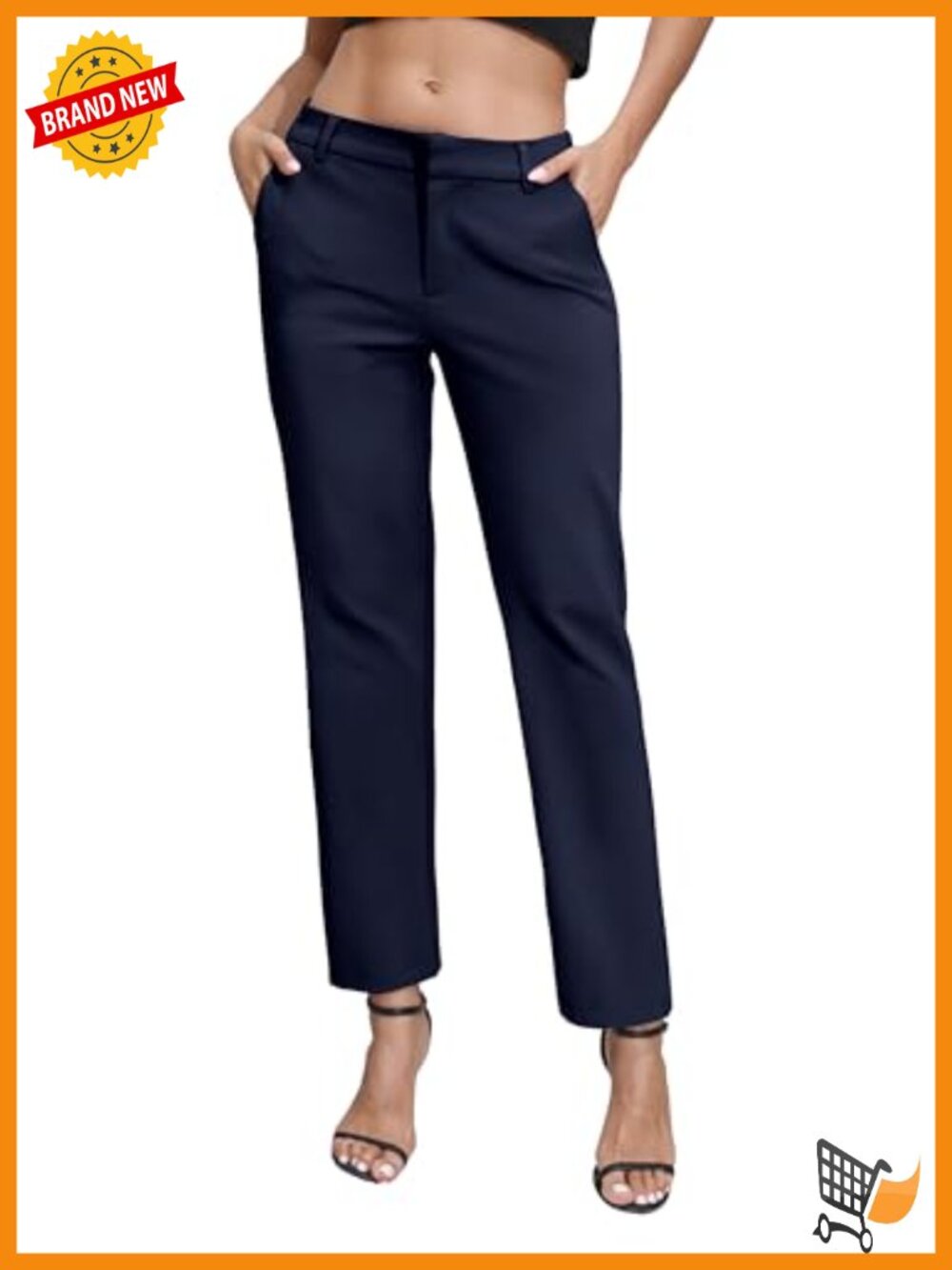 Elastic Waist Dress Pants Business Casual Stretch Slacks Pockets